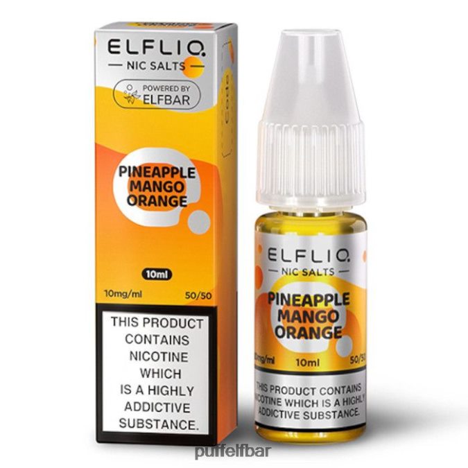 elfbar sels de nic elfliq - ananas mangue orange - 10 ml-20 mg/ml N48RVT174 - puff ELFBAR 600