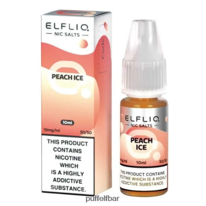 sels de nic elfbar elfliq - glace à la pêche - 10 ml-20 mg/ml N48RVT186 - puff ELFBAR 5000