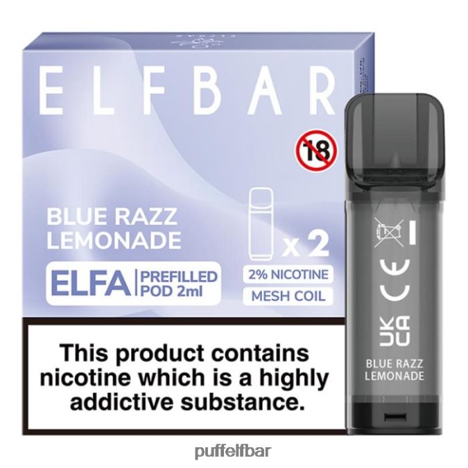 elfbar elfa dosette préremplie - 2 ml - 20 mg (paquet de 2) N48RVT110 - puff ELFBAR pro menthe citronnée