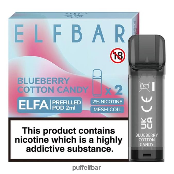 elfbar elfa dosette préremplie - 2 ml - 20 mg (paquet de 2) N48RVT112 - puff ELF BAR sans nicotine fraise framboise