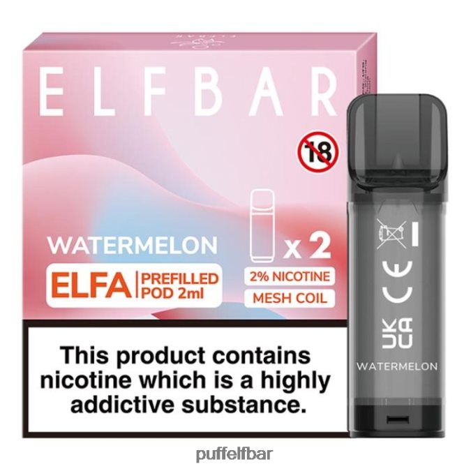 elfbar elfa dosette préremplie - 2 ml - 20 mg (paquet de 2) N48RVT112 - puff ELF BAR sans nicotine fraise framboise
