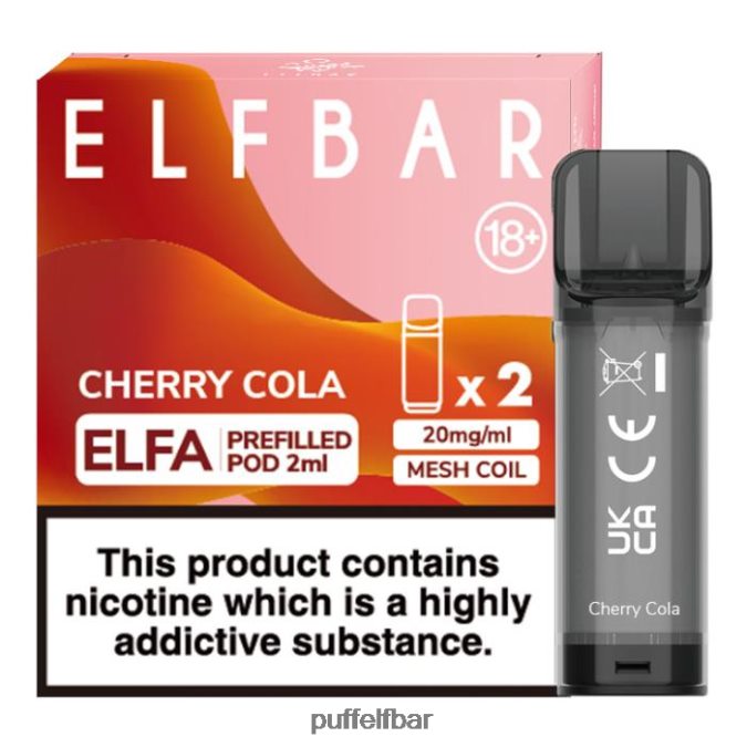 elfbar elfa dosette préremplie - 2 ml - 20 mg (paquet de 2) N48RVT113 - puff ELFBAR 1500 cola aux cerises