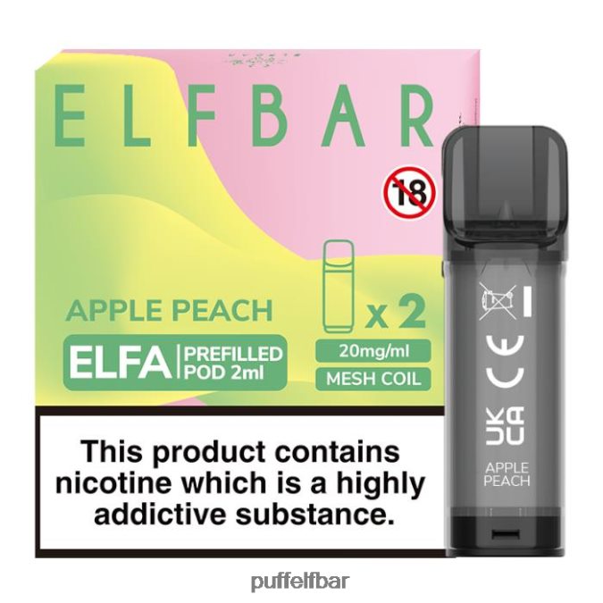 elfbar elfa dosette préremplie - 2 ml - 20 mg (paquet de 2) N48RVT116 - puff ELF BAR 10000 pêche aux pommes