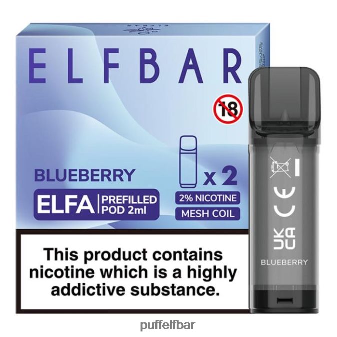 elfbar elfa dosette préremplie - 2 ml - 20 mg (paquet de 2) N48RVT124 - puff ELFBAR 1500 barbe à papa aux bleuets