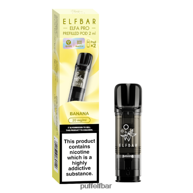 elfbar elfa pro gousses préremplies - 20 mg - 2pk N48RVT78 - puff ELF BAR rechargeable banane