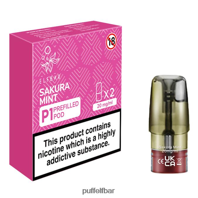 elfbar mate 500 p1 dosettes préremplies - 20 mg (paquet de 2) menthe sakura N48RVT167 - puff ELF BAR sans nicotine