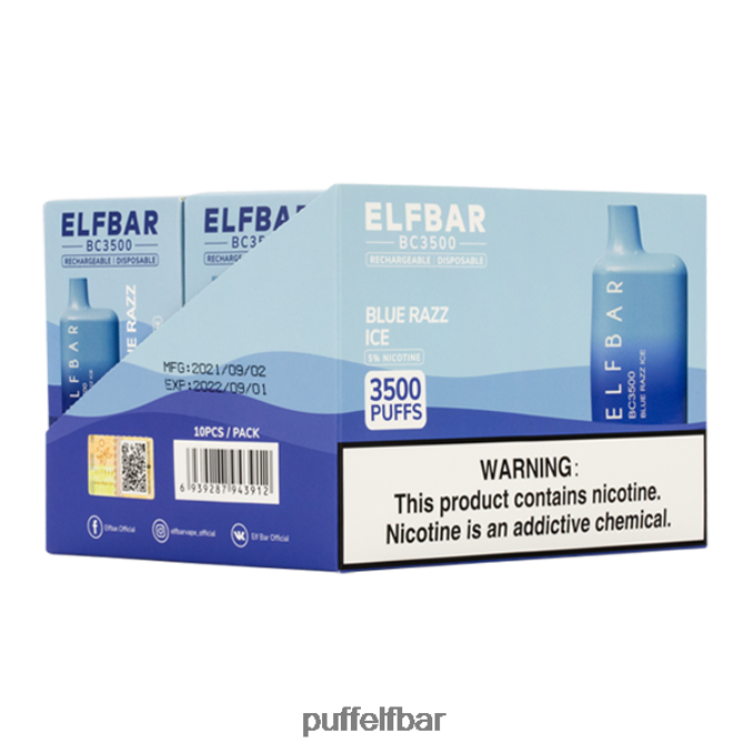 ELFBAR Blue Razz Ice 3500 consommateur - unique - 50 mg N48RVT288 - puff ELF BAR sans nicotine