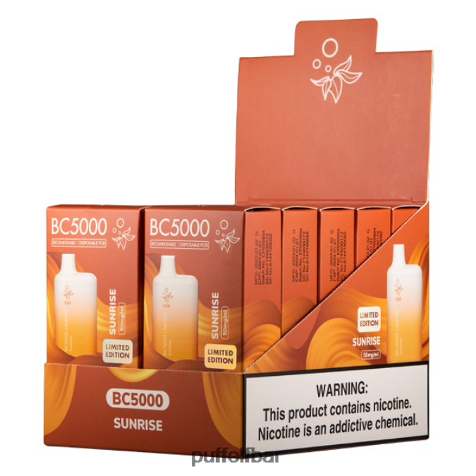 ELFBAR Sunrise bc5000 consommateur - 50 mg - unique N48RVT282 - puff ELF BAR 0 nicotine