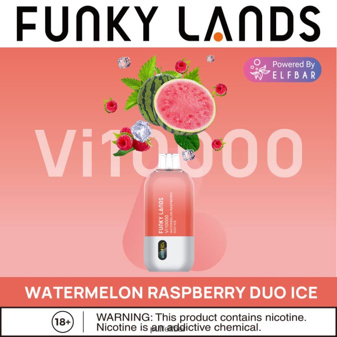 ELFBAR Funky Lands meilleure saveur vape jetable vi10000 série glacée N48RVT454 - puff ELFBAR 1500 Duo de glace pastèque et framboise