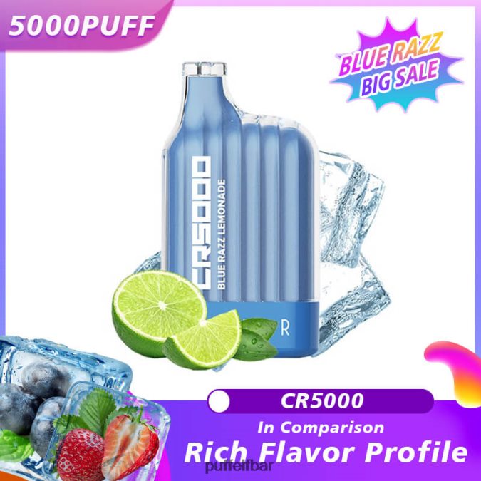 ELFBAR meilleure saveur vape jetable cr5000 bleu razz N48RVT321 - puff ELF BAR sans nicotine limonade bleue