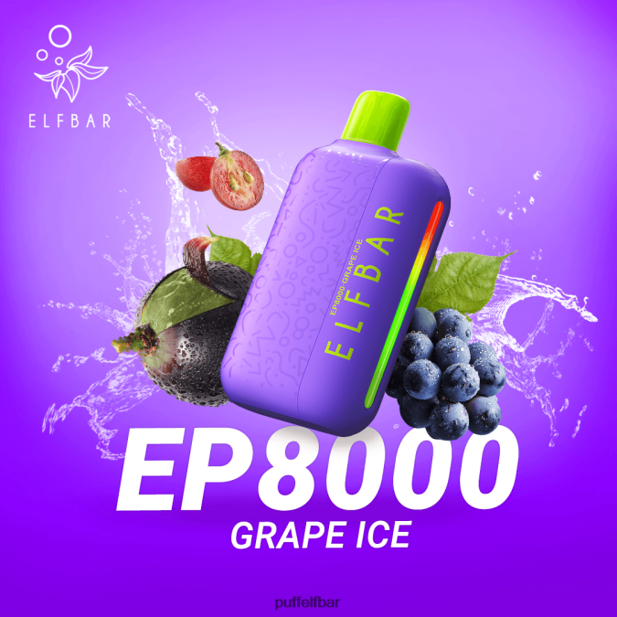 ELFBAR vape jetable nouvelles bouffées ep8000 N48RVT361 - puff ELFBAR 600 glace aux raisins