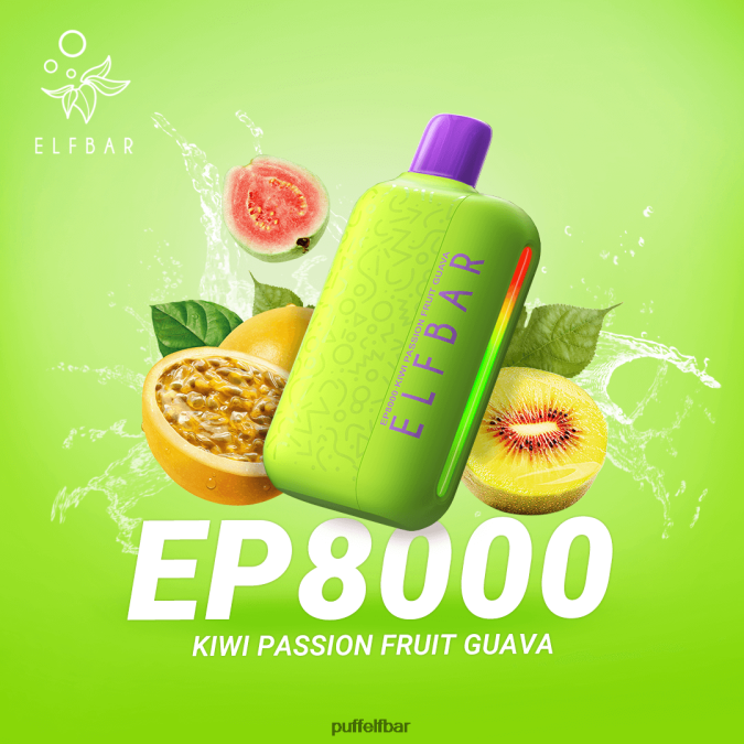 ELFBAR vape jetable nouvelles bouffées ep8000 N48RVT362 - puff ELFBAR 5000 kiwi fruit de la passion goyave