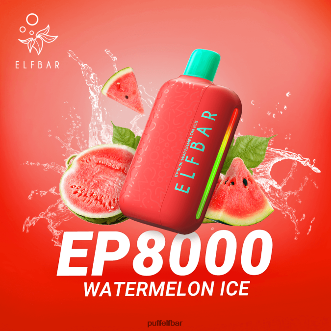 ELFBAR vape jetable nouvelles bouffées ep8000 N48RVT364 - puff ELF BAR rechargeable glace à la pastèque