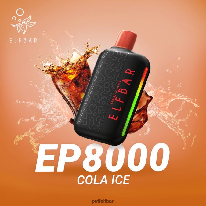 ELFBAR vape jetable nouvelles bouffées ep8000 N48RVT365 - puff ELF BAR sans nicotine glace au cola