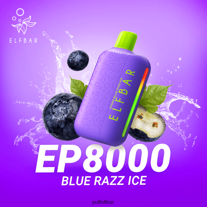 ELFBAR vape jetable nouvelles bouffées ep8000 N48RVT367 - puff ELF BAR 2500 glace bleue