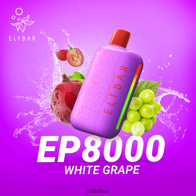 ELFBAR vape jetable nouvelles bouffées ep8000 N48RVT375 - puff ELF BAR rechargeable Raisin blanc
