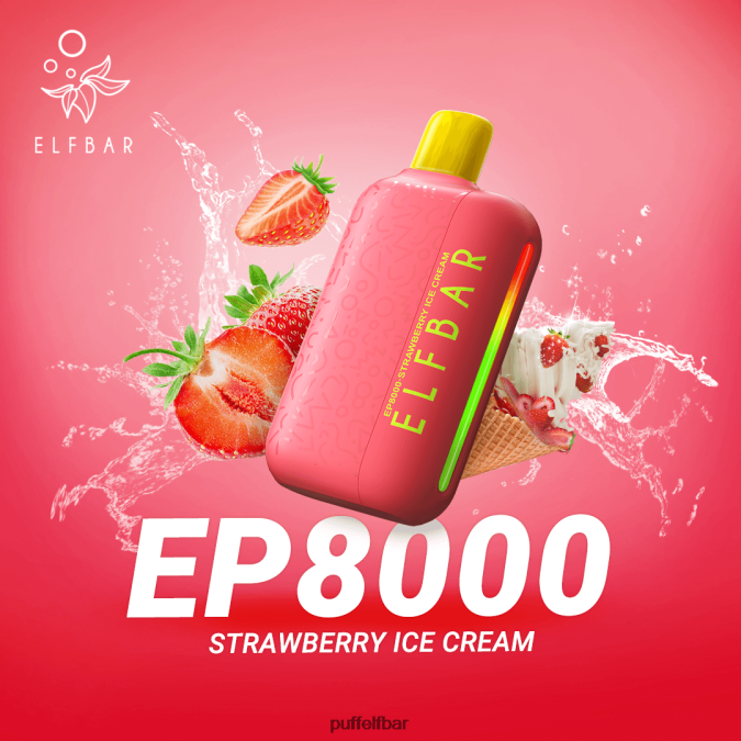 ELFBAR vape jetable nouvelles bouffées ep8000 N48RVT378 - puff ELF BAR 2500 glace à la fraise